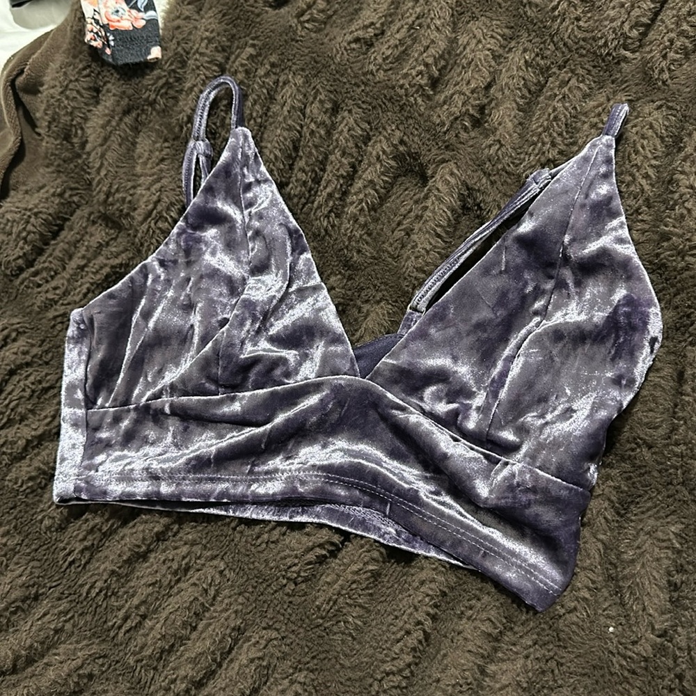 Purple velvet crop top